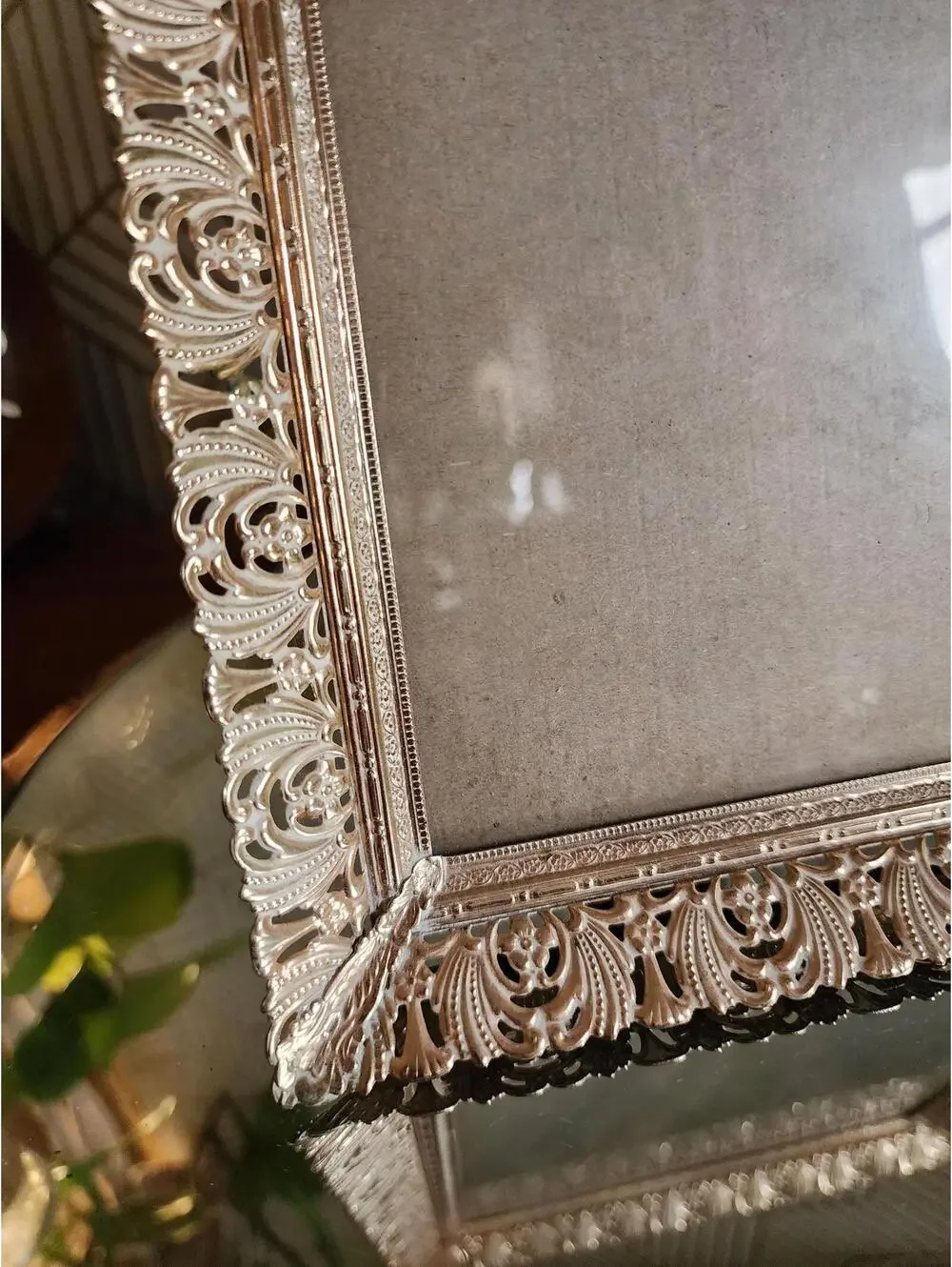 Vintage White & Gold Filagree Frame Free Standing Frame Wedding Items 8x10